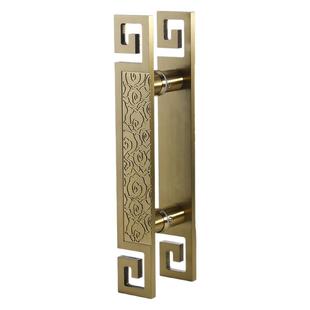 中式玻璃门仿古铜拉手酒店包厢双开门扶手门推拉门大把手高端定制