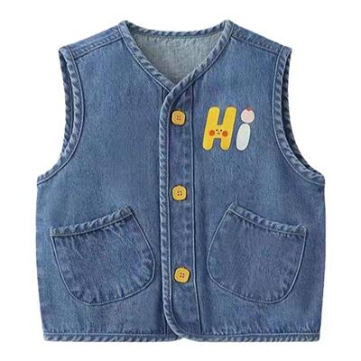 儿童牛仔马甲春秋男女童外套坎肩
