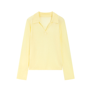 YUSSI2026春夏凉感亚麻针织衫女POLO领上衣宽松百搭休闲防晒T恤潮