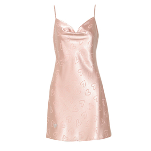 DPLAYSWEET法式轻奢爱心提花缎面烫钻荡领吊带睡裙女2026春季新款