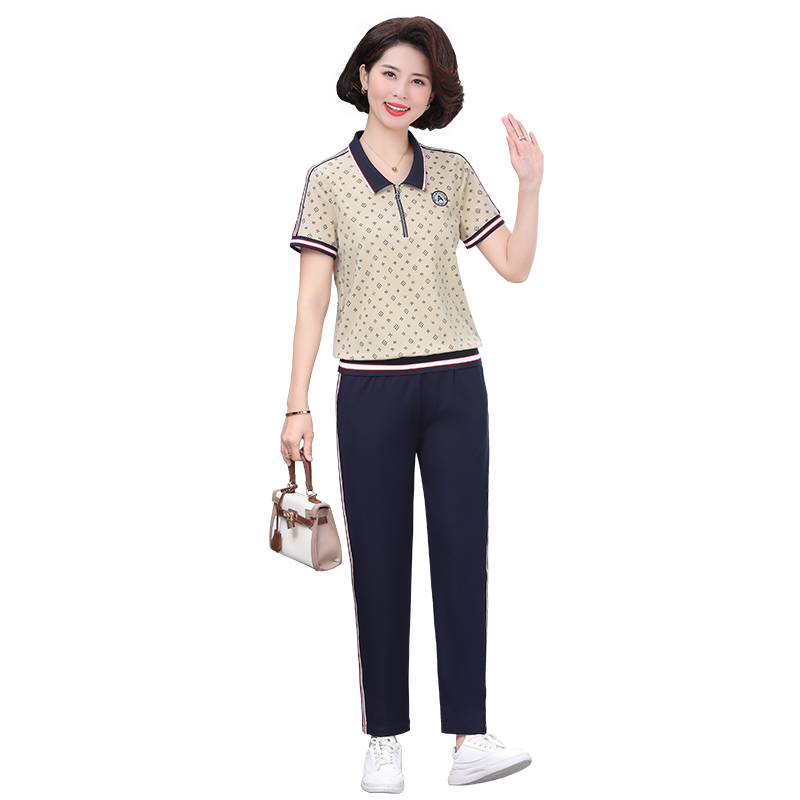 中年妈妈夏装休闲时尚运动服套装