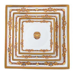 家用方盘欧式骨瓷牛排西餐盘轻奢餐具方形盘子碟子金边平盘浅盘