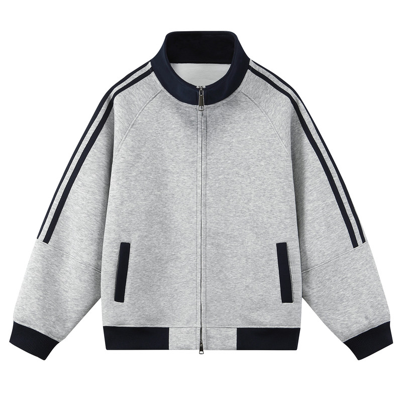 撞色拼接立领夹克棒球服加厚卫衣