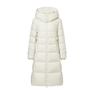 VGRASS维格娜丝25冬新款95白鹅绒分格绗缝长款连帽羽绒服温暖外套