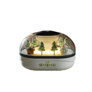 雪景微景观自动喷香加湿器七彩灯