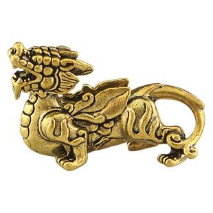 纯黄铜貔貅摆件公母一对客厅招财送福麒麟神兽摆件茶宠金属工艺品