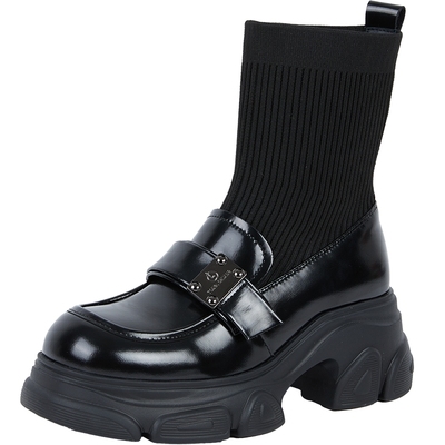 百田森英伦风厚底弹力靴女