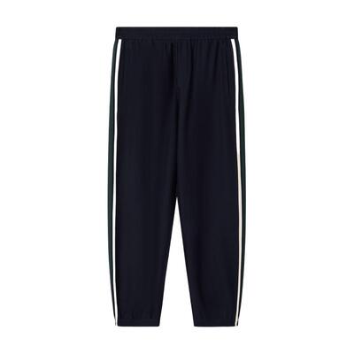 阿玛尼男士宽松锥形条纹运动卫裤