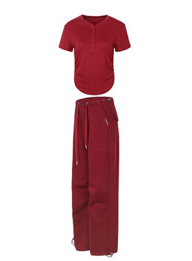 annerun新年红色穿搭衣服瑜伽服套装女运动服小个子健身服背心潮