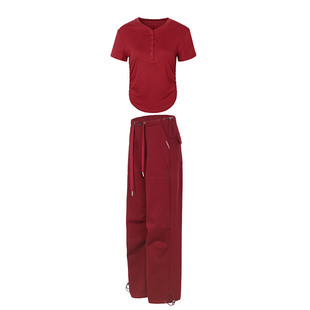 annerun新年红色穿搭衣服瑜伽服套装女运动服小个子健身服背心潮