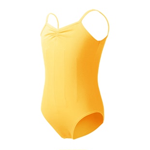 儿童舞蹈服女童夏季吊带黄色芭蕾舞练功服形体服中国舞背心体操服