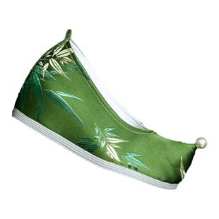 幽竹丨七月荷2025秋汉服鞋织锦缎古风绿色古装布鞋防滑透气软久站