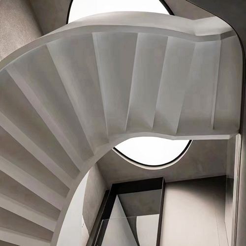 网红商场别墅弧形旋转楼梯LEd灯白钢化玻璃木踏板扶手护栏