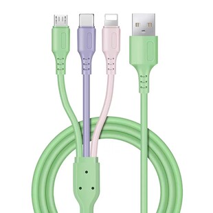 液态软胶数据线三合一快充一拖三充电线器加长适用苹果华为安卓type-c多功能4多头通用车载手机usb5a冲软