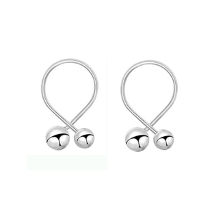 交叉小球】通体925纯银睡觉免摘螺丝耳钉小众设计短款耳环耳饰女