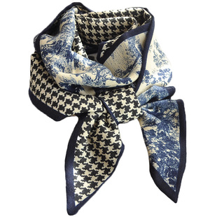 丝绒双层双面长围巾欧美装饰小丝巾高级感领巾秋冬季保暖护颈飘带