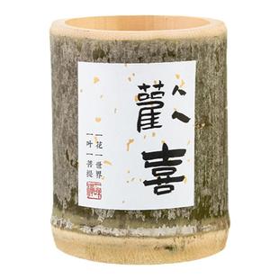 国风甜品台装饰摆件竹筒椰奶冻奶茶杯子生日婚礼中式竹筒杯贴纸