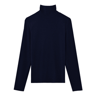 SEAWHEN海维恩纯色修身T恤女冬加厚正肩显瘦高领打底衫内搭上衣女