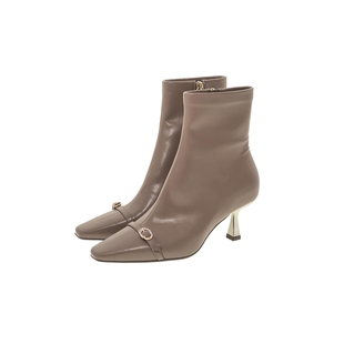 RANDA 秋冬新款COTTON系列防滑鞋底细跟方头短靴女 DC32203