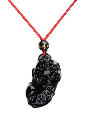 男女天然黑曜石貔貅男士佛珠吊坠