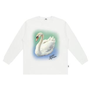 特惠6折起 EMPTY REFERENCE美式宽松手绘冰湖天鹅打底衫长袖T恤