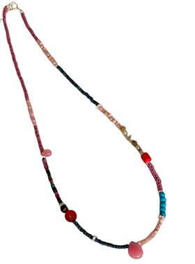 原创清新粉色系米珠项链