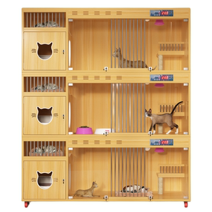 猫别墅实木猫窝恒温猫柜三层豪华宠物展示柜家用繁殖猫舍寄养猫笼