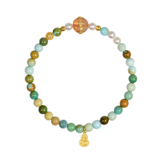 复古高级感 天然唐三彩绿松石黄金DIY原创小众女款手链 生日礼品