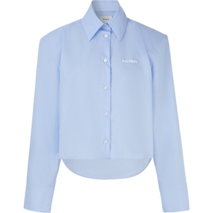 【折扣】HALFBOY女士刺绣条纹棉质衬衫