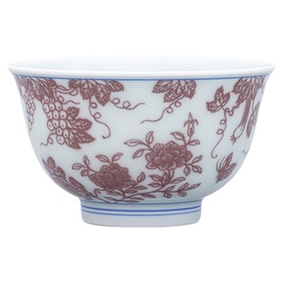 二亭釉里红主人杯 瓜瓞绵绵敞口杯 景德镇手绘釉下彩瓷器