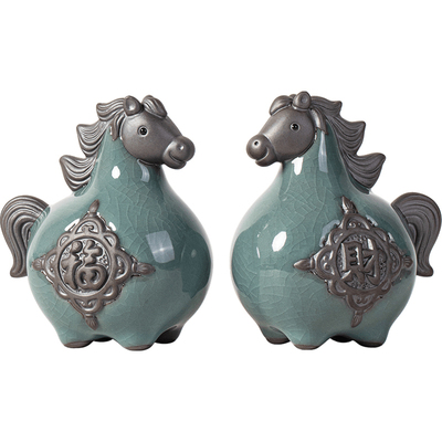 陶瓷哥窑小唐马茶宠摆件