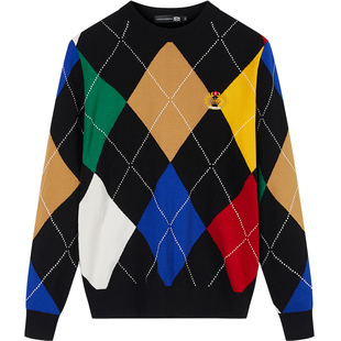 BM潮牌英伦风菱格毛衣新款2022爆款男冬季打底衫高级感针织衫男士