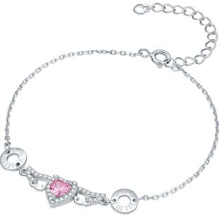 六桂福天使之心爱心银手链女士925银甜美手链银饰新年礼物情人节