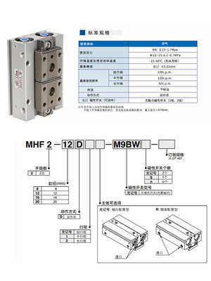 星辰气动夹爪手指气缸夹具滑轨平行夹紧MHF2/8D/12D/16D/20D1/D2R