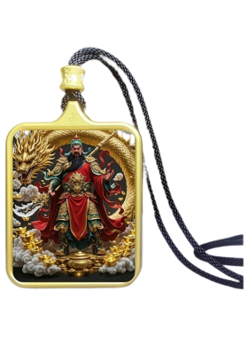 公关二爷武财神合金吊坠项链
