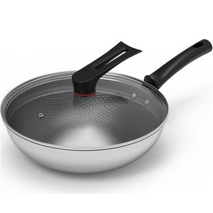 美的不粘锅炒锅家用炒菜锅钛不锈钢蜂窝电磁炉专用燃气灶旗舰店炊