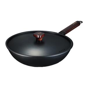 卡罗特铁锅炒菜锅家用不粘锅平底锅老式精铁锅电磁炉燃气灶专用