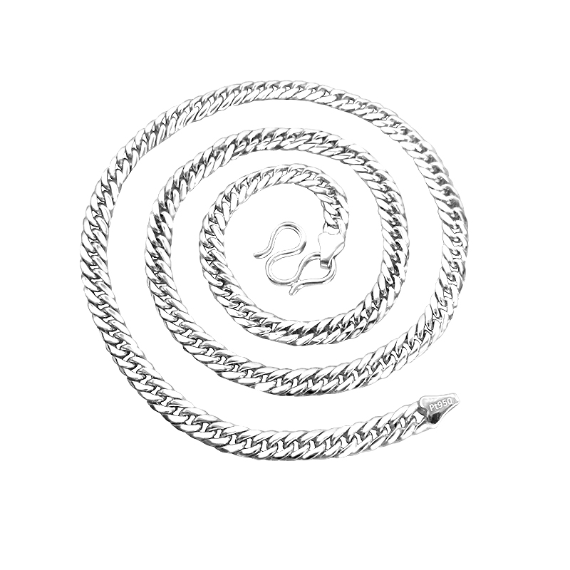 马鞭链Pt950铂金项链男包白金轻奢设计感ins嘻哈潮终身换新古巴链