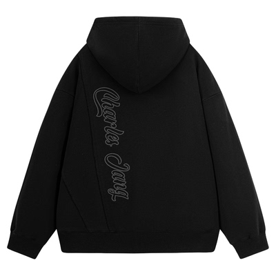 查尔斯桃心情侣纯棉字母连帽卫衣