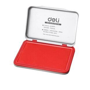 得力印台红色印泥快干水性印油印章速干财务会计办公用品盖章台大容量金属印章盒印尼大号秒干按手印小号便携
