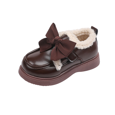 女童加绒小皮鞋英伦风乐福鞋