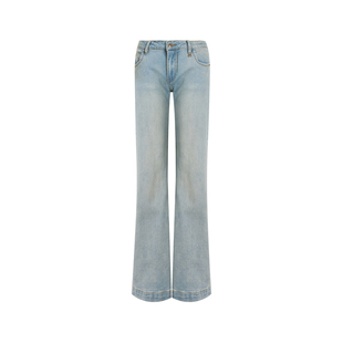 Liilou 98%棉 sagging pants 夏日清爽 水洗低腰阔腿微喇牛仔裤
