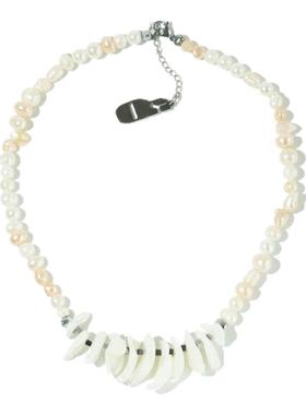 GetEmON原创高级感异形情侣贝壳珍珠拼接嘻哈男女美式锁骨项链