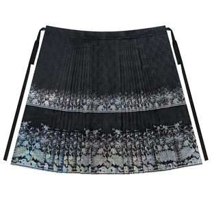 (折扣价)雀羽明制汉服女日常织银仿螺钿马面裙中国风织金红色幻彩