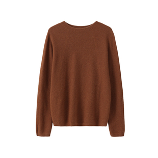 春竹100%山羊绒季新款宽松气质无缝圆领套衫针织衫女士羊绒衫11