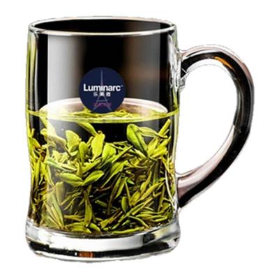 乐美雅百家姓玻璃杯带把手泡茶杯