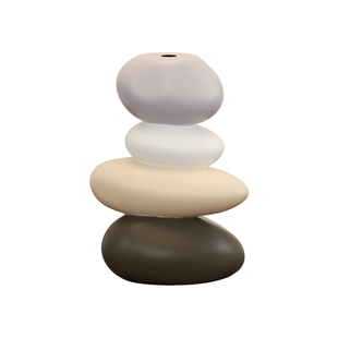 高级感艺术石头时来运转摆件轻奢客厅插花玄关电视柜花瓶软装饰品