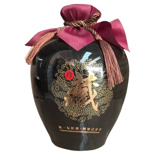 景德镇陶瓷空酒瓶1斤2斤3斤5斤10斤复古黑色存酒专用密封酒坛子