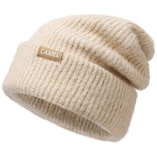 骆驼麻薯帽针织帽女款2025新款冬堆堆帽子方圆脸显脸小保暖毛线帽