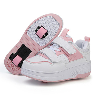 新款暴走鞋双轮四轮滑轮鞋男童儿童带轮子鞋女童溜冰鞋成人变形鞋